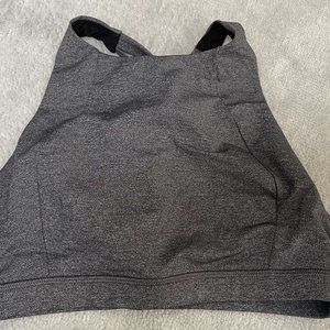 Lululemon free to be serene bra high neck C/D cup heathered black grey size 8